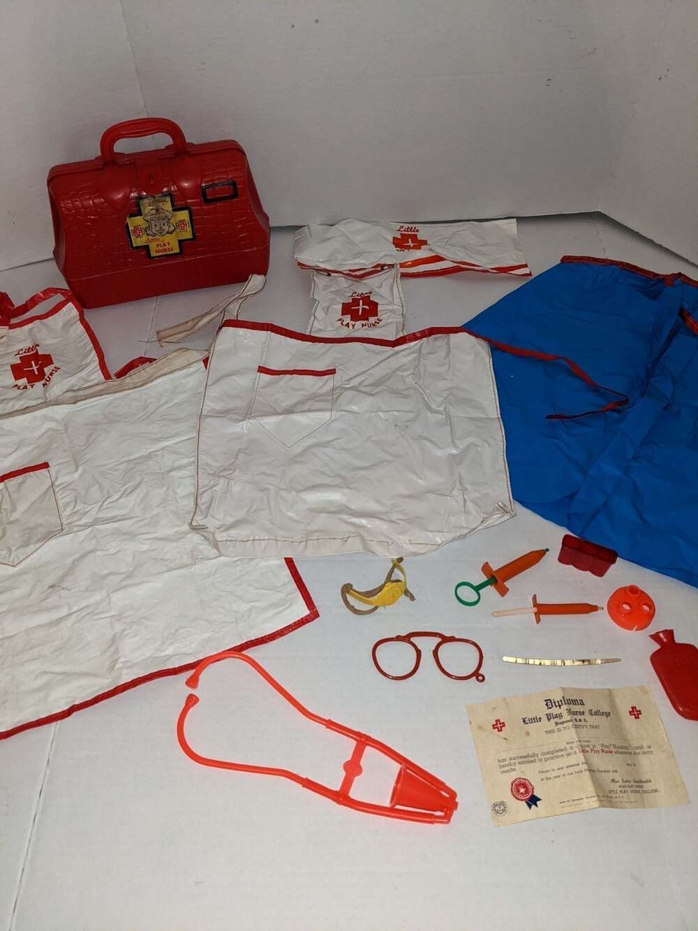 Antique 1940's Transogram Children's Play Nurse Kit Uniform Pretend Extra's Rare
